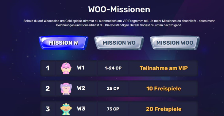 Woocasino Missionen